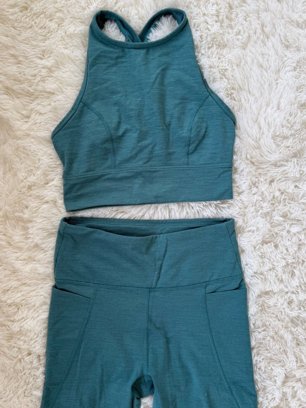 JoyLab Teal High-Neck Sports Bra and Matching Leggings Set